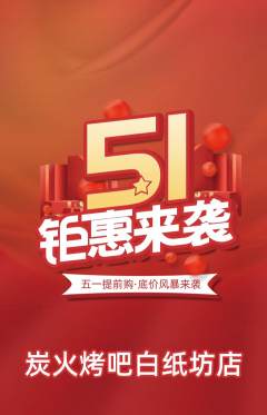 烧烤抢购套组抢购劳动节活动配图海报