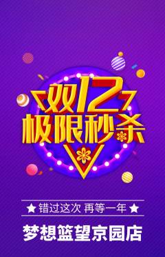 篮球馆抢购多单品抢购双12活动配图海报