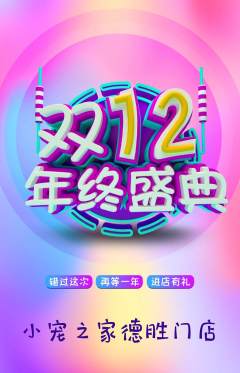 宠物店抢购满血版双12活动配图海报