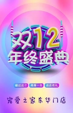宠物店抢购套组抢购双12活动配图海报