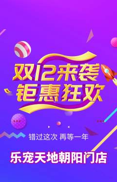 宠物店抢购套组抢购双12活动配图海报