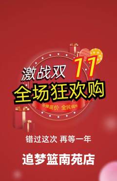 篮球馆抢购满血版双11活动配图海报