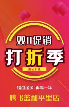篮球馆抢购满血版双11活动配图海报