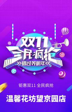 鲜花店抢购自选套组抢购双11活动配图海报