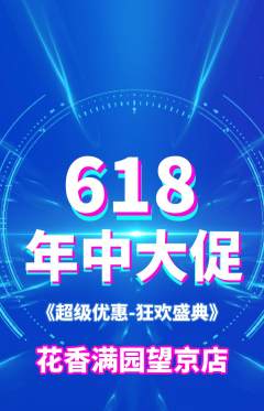 鲜花店抢购满血版年中大促活动配图海报