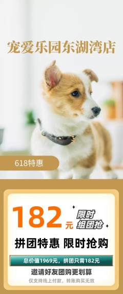宠物店拼团满血版618活动配图海报