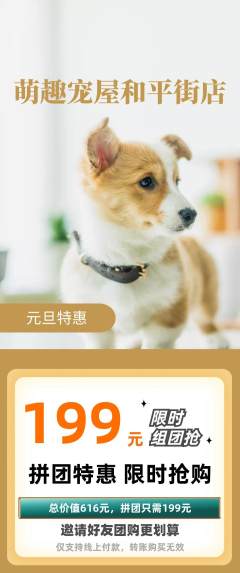 宠物店拼团满血版元旦活动配图海报
