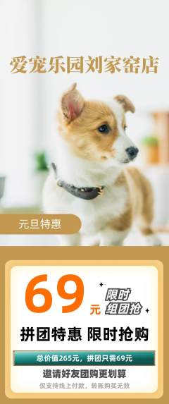 宠物店拼团商品阶梯团元旦活动配图海报