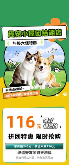 宠物店拼团价格阶梯团年终大促活动配图海报
