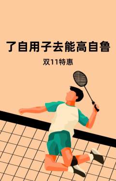 羽毛球馆抢购套组抢购双11活动配图海报