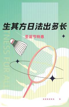 羽毛球馆抢购单品抢购圣诞节活动配图海报