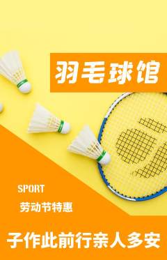 羽毛球馆抢购多单品抢购劳动节活动配图海报