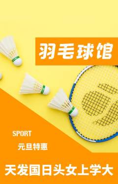 羽毛球馆抢购单品抢购元旦活动配图海报
