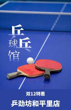 乒乓球馆抢购多单品抢购双12活动配图海报