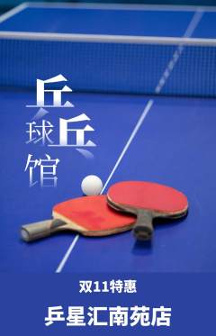 乒乓球馆抢购多单品抢购双11活动配图海报