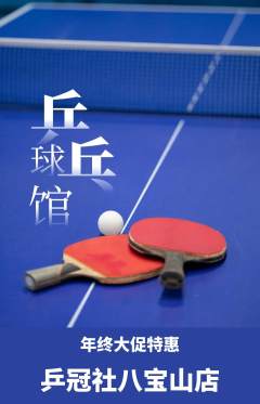乒乓球馆抢购自选套组抢购年终大促活动配图海报
