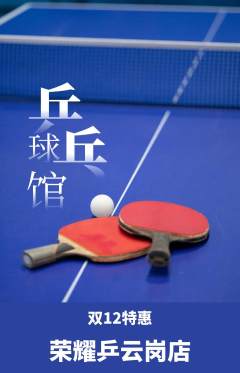 乒乓球馆抢购单品抢购双12活动配图海报