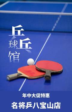 乒乓球馆抢购单品抢购年中大促活动配图海报