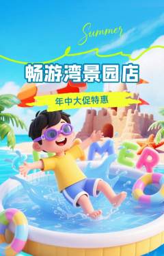 游泳馆抢购满血版年中大促活动配图海报