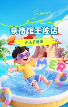游泳馆抢购单品抢购国庆节活动配图海报