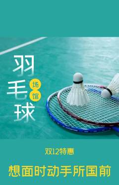 羽毛球馆抢购满血版双12活动配图海报