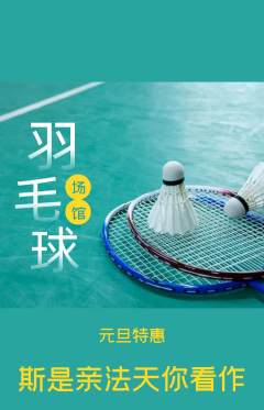 羽毛球馆抢购满血版元旦活动配图海报
