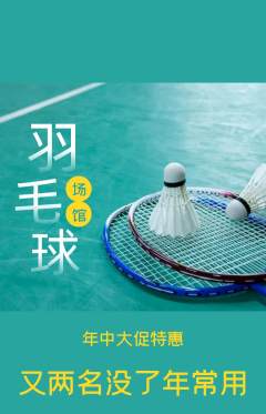 羽毛球馆抢购多单品抢购年中大促活动配图海报