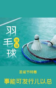 羽毛球馆抢购多单品抢购圣诞节活动配图海报