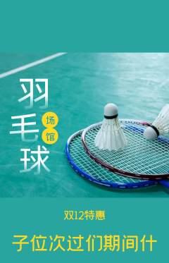 羽毛球馆抢购套组抢购双12活动配图海报