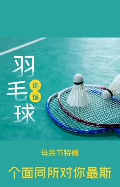羽毛球馆抢购套组抢购母亲节活动配图海报