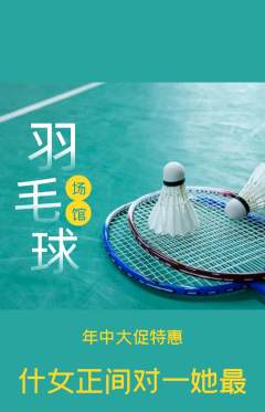羽毛球馆抢购套组抢购年中大促活动配图海报