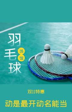 羽毛球馆抢购套组抢购双11活动配图海报
