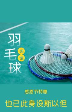 羽毛球馆抢购自选套组抢购感恩节活动配图海报