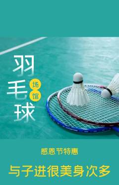 羽毛球馆抢购单品抢购感恩节活动配图海报