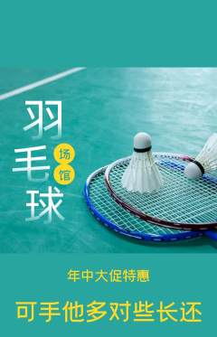羽毛球馆抢购单品抢购年中大促活动配图海报