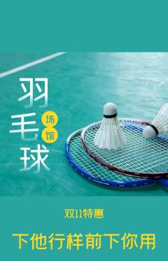 羽毛球馆抢购单品抢购双11活动配图海报