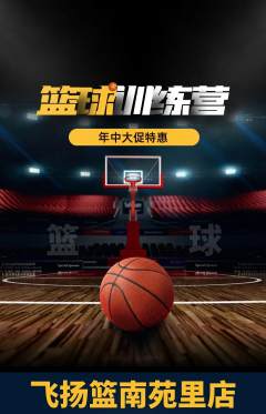 篮球馆抢购多单品抢购年中大促活动配图海报