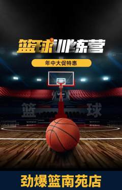 篮球馆抢购单品抢购年中大促活动配图海报