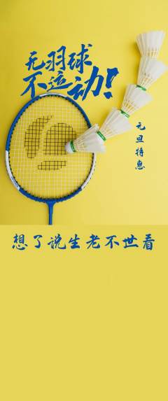 羽毛球馆抢购满血版元旦活动配图海报