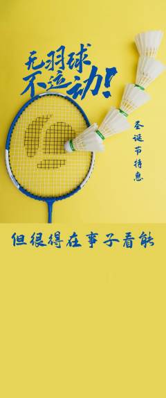 羽毛球馆抢购多单品抢购圣诞节活动配图海报