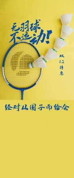 羽毛球馆抢购套组抢购双12活动配图海报