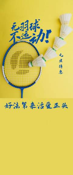 羽毛球馆抢购单品抢购元旦活动配图海报