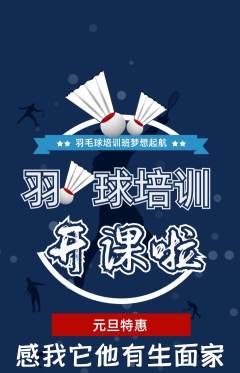 羽毛球馆抢购满血版元旦活动配图海报