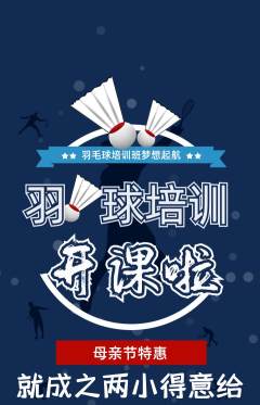 羽毛球馆抢购套组抢购母亲节活动配图海报