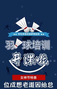 羽毛球馆抢购套组抢购女神节活动配图海报