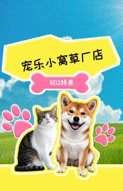 宠物店抢购满血版双12活动配图海报