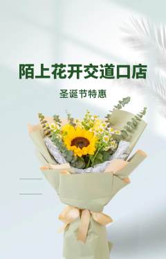 鲜花店抢购套组抢购圣诞节活动配图海报