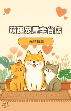 宠物店抢购多单品抢购元旦活动配图海报