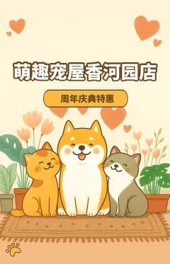 宠物店抢购多单品抢购周年庆典活动配图海报