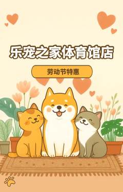 宠物店抢购自选套组抢购劳动节活动配图海报